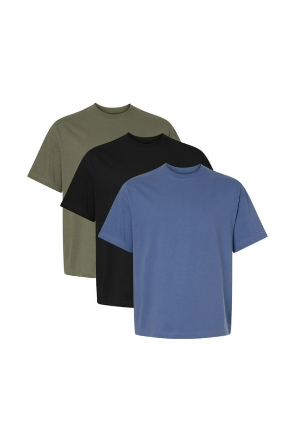 Men's Beefy-T Retro Street T-Shirt, 100% Ring-Spun Cotton Short Sleeve Crewneck Tees, Plain Bulk Tee Shirt (Dark Color 3 Pack, 3XL)