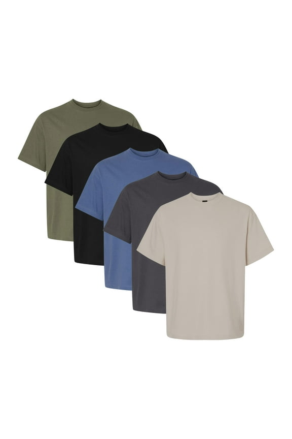Men's Beefy-T Retro Street T-Shirt, 100% Ring-Spun Cotton Short Sleeve Crewneck Tees, Plain Bulk Tee Shirt (Dark Color 5 Pack, 2XL)