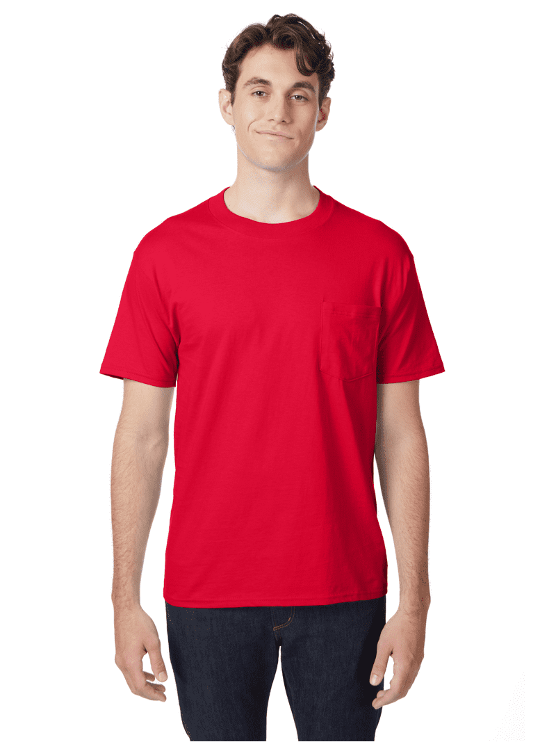 Hanes Men's Premium Beefy-T, Short Sleeve T-Shirt with Pocket, Up