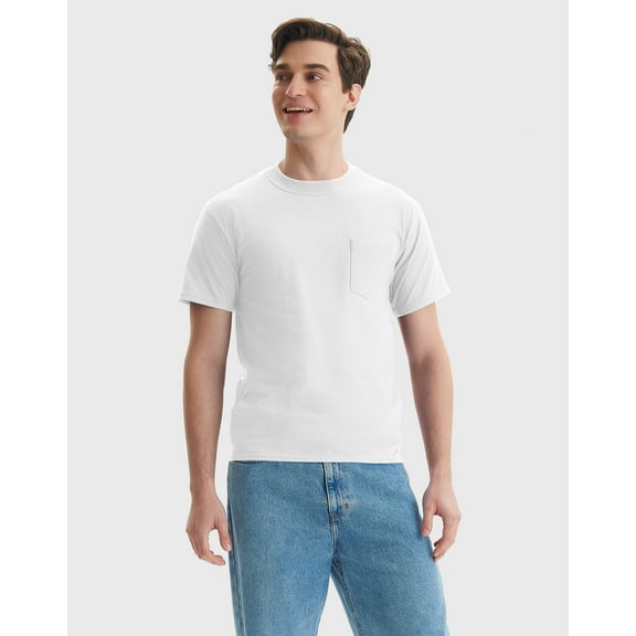 Hanes Beefy-T Unisex Cotton Pocket T-Shirt White XL