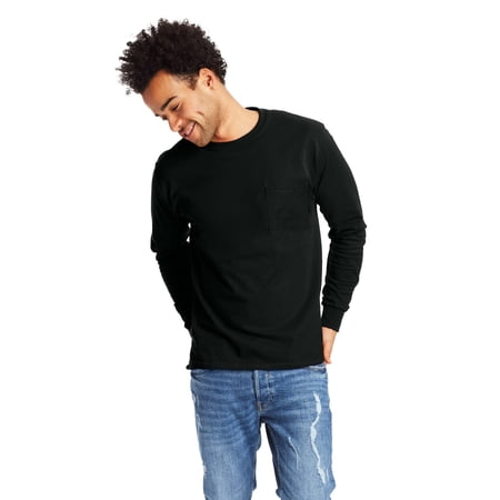 Hanes Men's & Big Men's Essentials Long Sleeve Pocket Tee, Sizes S-3XL