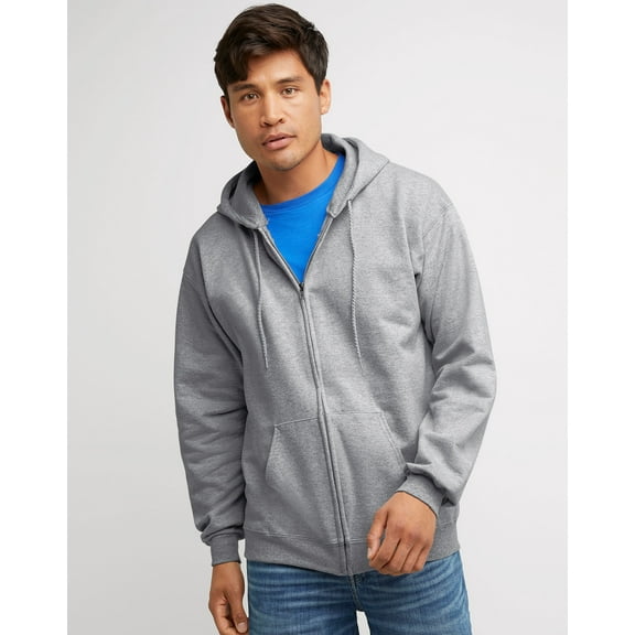 Hanes Ultimate Men's Full-Zip Heavyweight Fleece Hoodie Light Steel L