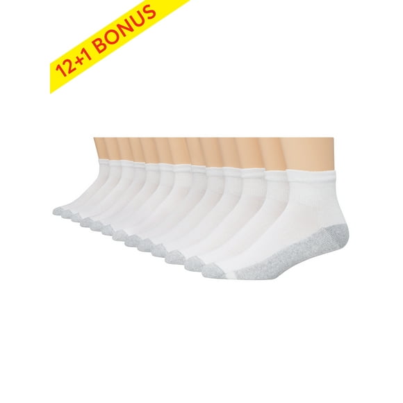 Hanes Men's Big & Tall Cushion Ankle Socks, 12 + 1 Bonus Pack