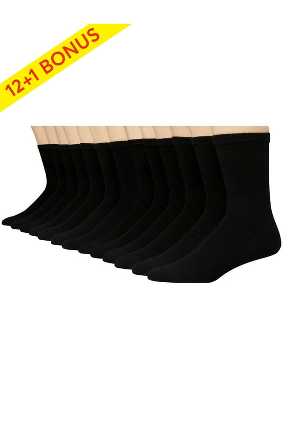 Men's Big & Tall Cushion FreshIQ Crew Socks, 12 + 1 Bonus Pack