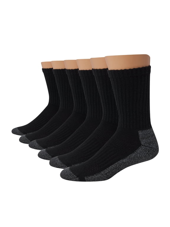 Men's Big & Tall Work Crew Socks, 6-Pairs Black 12-14