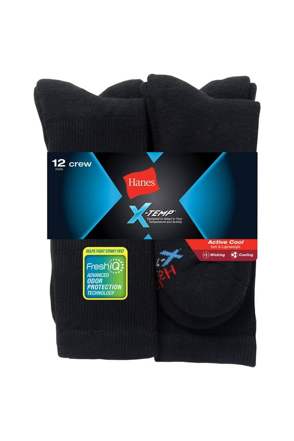 Men's Big & Tall X-Temp Active Cool Crew Socks, 12 Pack