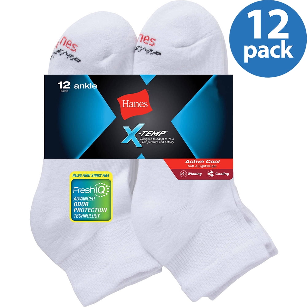 Hanes Men's Big & Tall XTemp Ankle Socks 12Pack