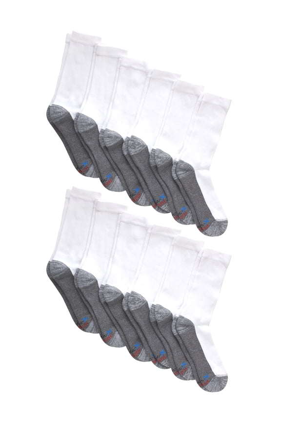 Men's Big and Tall X-Temp Cushioned with Arch & Vent Crew Socks, 12 Pack