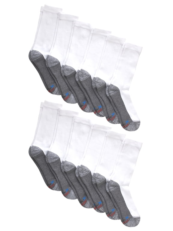 Men's Big and Tall X-Temp Cushioned with Arch & Vent Crew Socks, 12 Pack