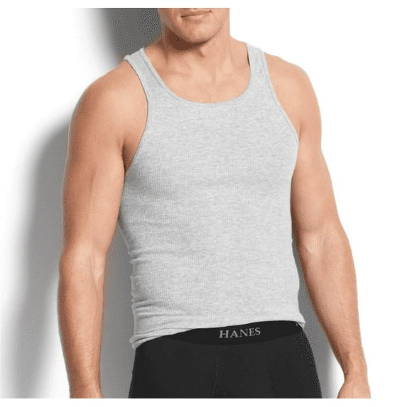 Hanes Men's Black / Gray Classic Cotton Comfort Tagless Tanks 4 Pack Size XL
