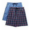 thumbnail image 1 of Hanes  Men's Blue Cotton and Polyester Plaid Woven Shorts (Set of 2), 1 of 2
