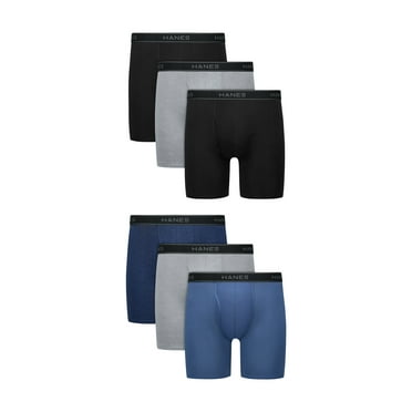 Hanes Men’s Boxer Brief Underwear Pack, Cotton Stretch, Assorted, 6-Pack