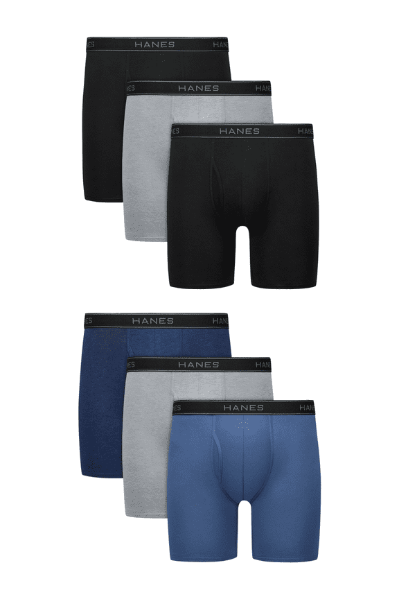 Men’s Boxer Brief Underwear Pack, Cotton Stretch, Assorted, 6-Pack