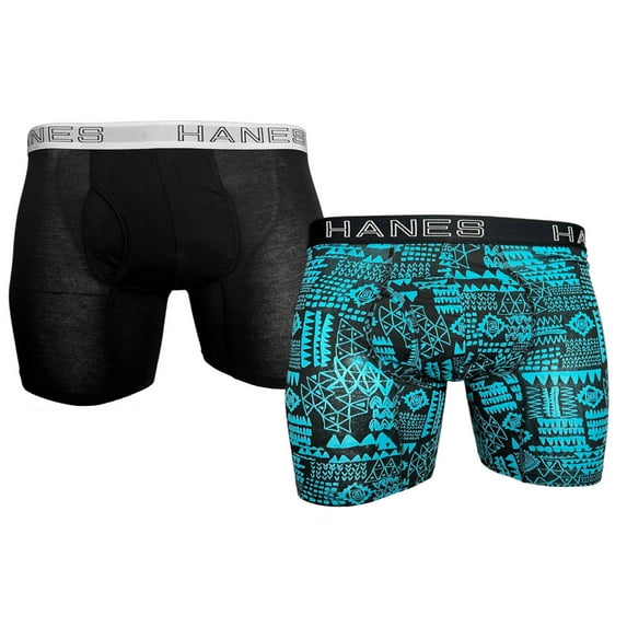 Hanes Men's Boxer Briefs Black Label, Total Support Pouch, Odor Protection and Moisture-Wicking, 2 Pack