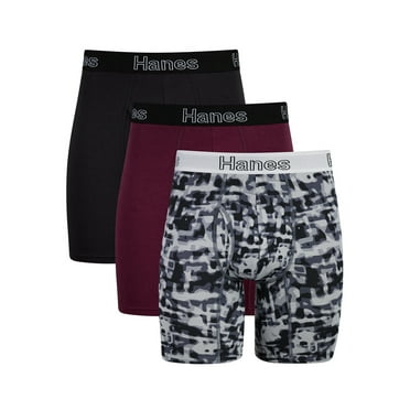 Hanes Men's Boxer Briefs Pack, Moisture-Wicking Cotton Blend Underwear 3-Pack, Odor-Control Boxer Briefs, 3-Pack