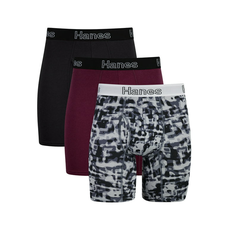 Hanes Men's Boxer Briefs Pack, Moisture-Wicking Cotton Blend Underwear 3- Pack, Odor-Control Sexy Boxer Briefs, 3-Pack 