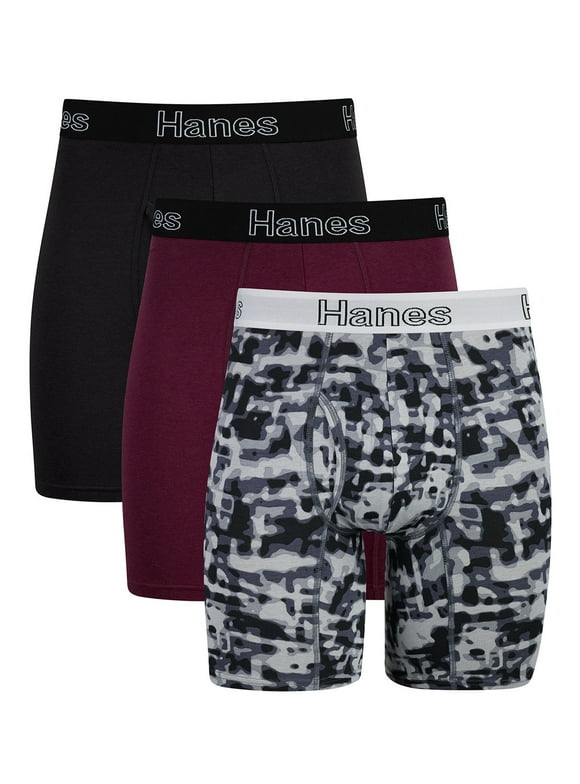 Hanes Men's Boxer Briefs Pack, Moisture-Wicking Cotton Blend Underwear 3-Pack, Odor-Control Sexy Boxer Briefs, 3-Pack