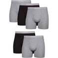 thumbnail image 1 of Hanes Men's Boxer Briefs, Soft and Breathable Cotton Underwear with ComfortFlex Waistband, Black & Gray, 5-Pack, Size: S-3XL, 1 of 5