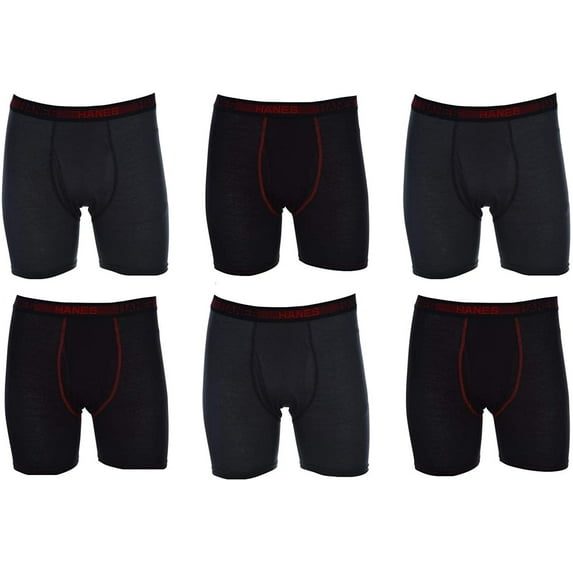 Hanes Men's Boxer Briefs Sport 6-Pack Comfort Cool FreshIQ Lightweight Breathable Mesh