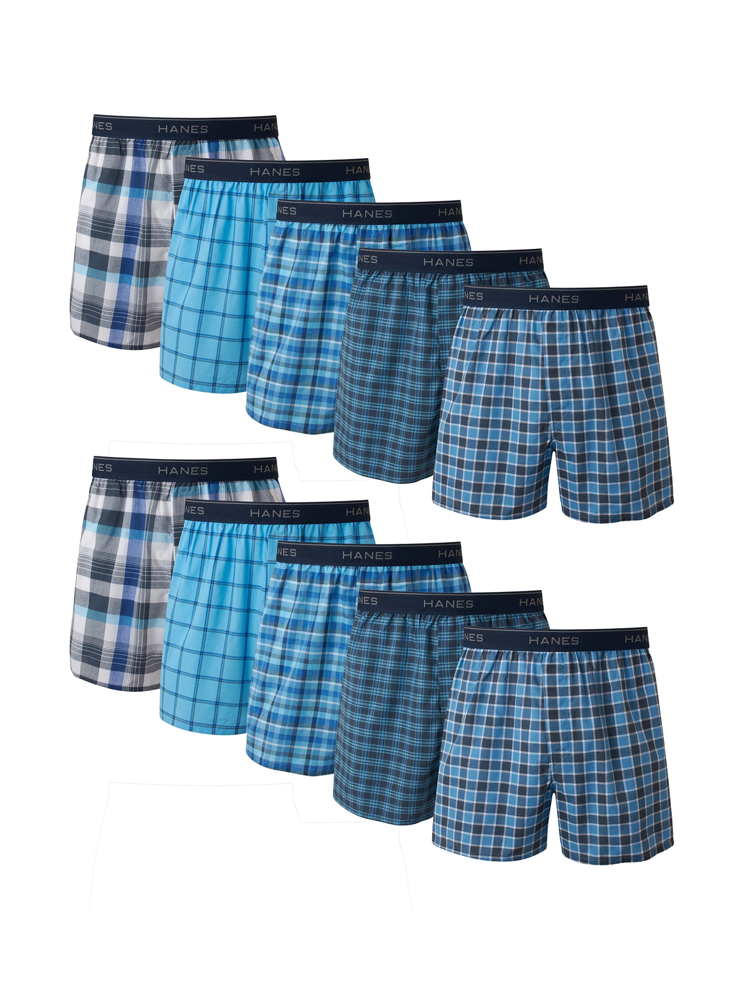 Hanes Men's Boxer Underwear, Moisture-Wicking, Plaids, 10-Pack ...