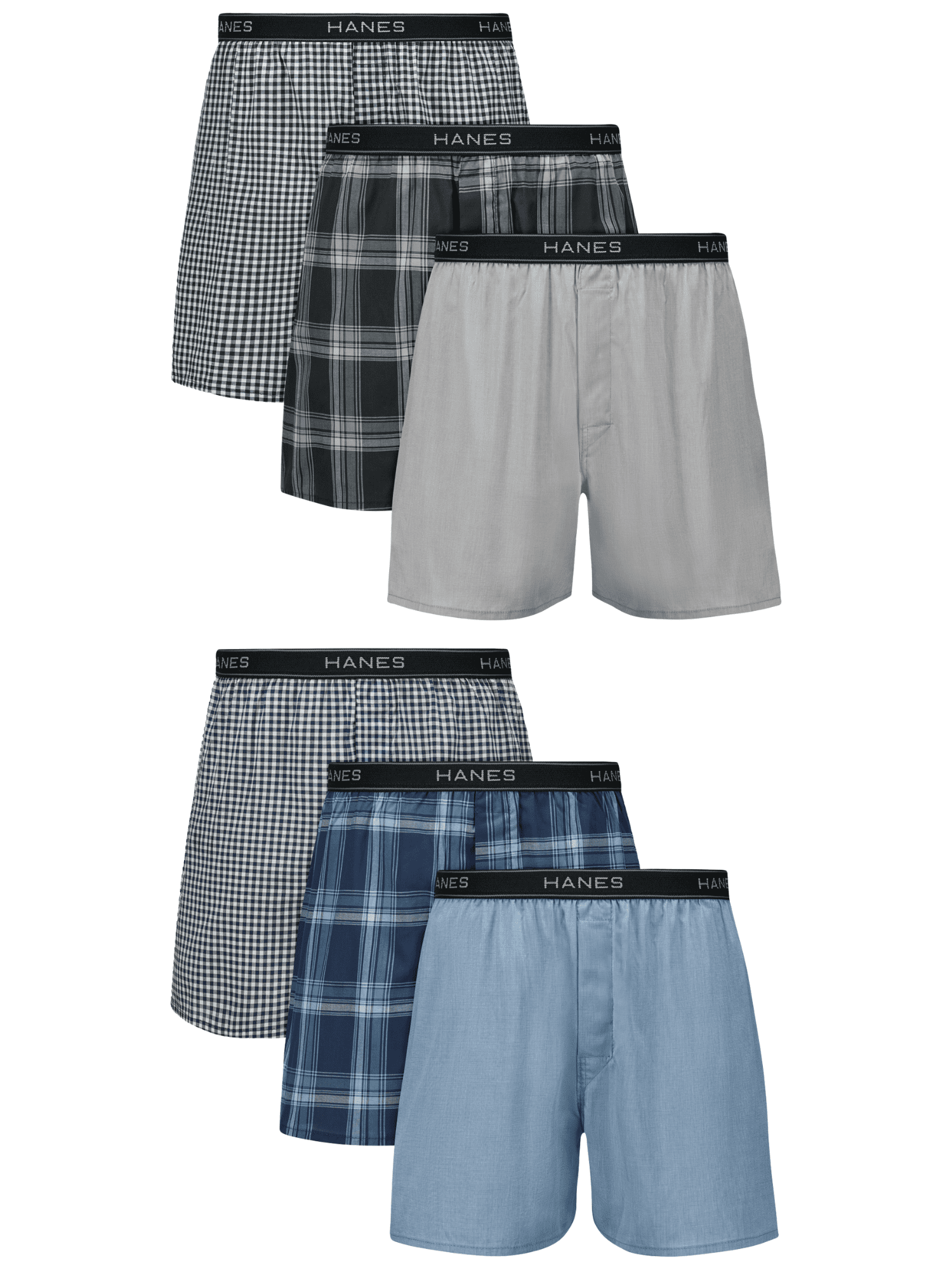 Hanes Men's Underwear Boxers Pack, 6-Pack, Cotton Stretch, Assorted Plaids & Prints