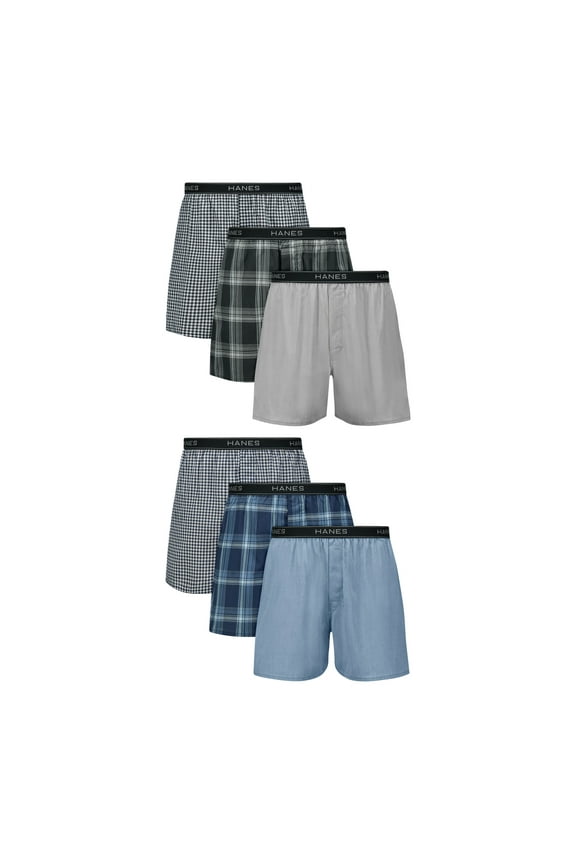 Underwear Boxer Briefs Pack, 6-Pack, Cotton Stretch, Assorted Plaids & Prints