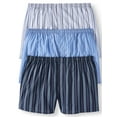 thumbnail image 1 of Hanes Men's Breathable Cotton Woven Boxer, Stripe (3 Pack), 1 of 1