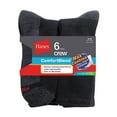 thumbnail image 1 of Hanes Men's Breathable Cushion Cotton Blend Crew Socks, Black (6-Pack), 1 of 2