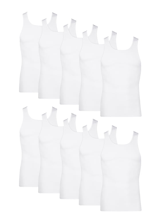 Men's Classic Fit Moisture-Wicking Tank Undershirts, 10 Pieces