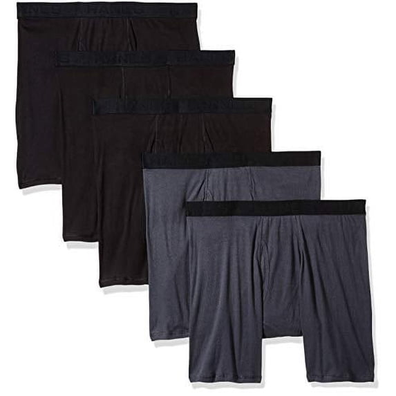 Hanes Men's Classics 5 Pack Boxer Brief (Black & Grey, XXX-Large)