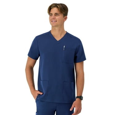 Hanes Men's Comfort Fit Short Sleeve 3 Pocket V-Neck Scrub Top, Sizes up-to 3X