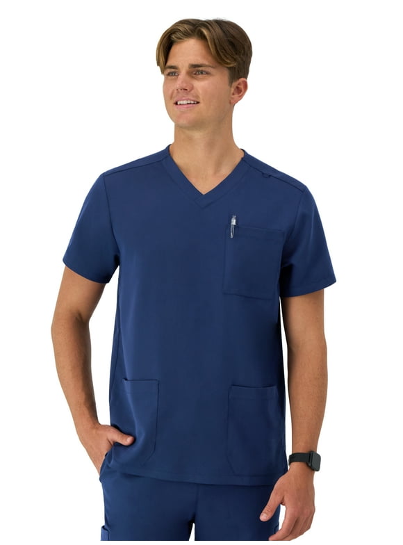 Hanes Men's Comfort Fit Short Sleeve 3 Pocket V-Neck Scrub Top, Sizes up-to 3X