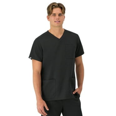 Hanes Men's Comfort Fit Short Sleeve 3 Pocket V-Neck Scrub Top, Sizes up-to 3X