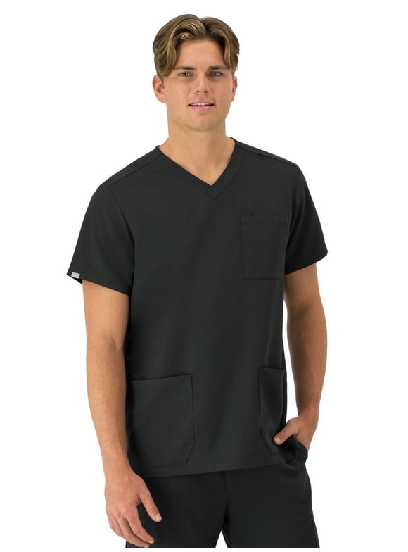 Hanes Men's Comfort Fit Short Sleeve 3 Pocket V-Neck Scrub Top, Sizes up-to 3X