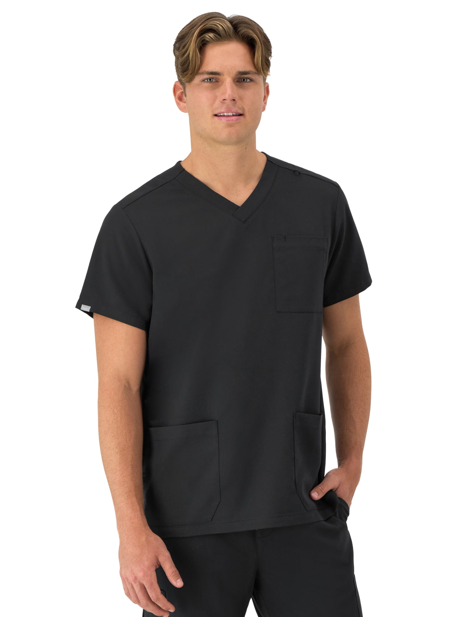 Hanes Men s Comfort Fit Short Sleeve 3 Pocket V Neck Scrub Top Sizes up to 3X Size Medium Black