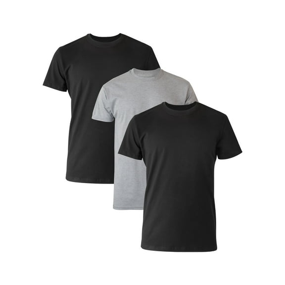 T-Shirt Undershirt, 3-Pack, Comfort Fit Ultra Soft, Men's Cotton Undershirt, Black/Grey