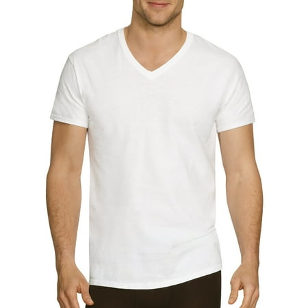 Hanes Men's Comfort Fit Ultra Soft Cotton White V-Neck Undershirts, 3 Pack