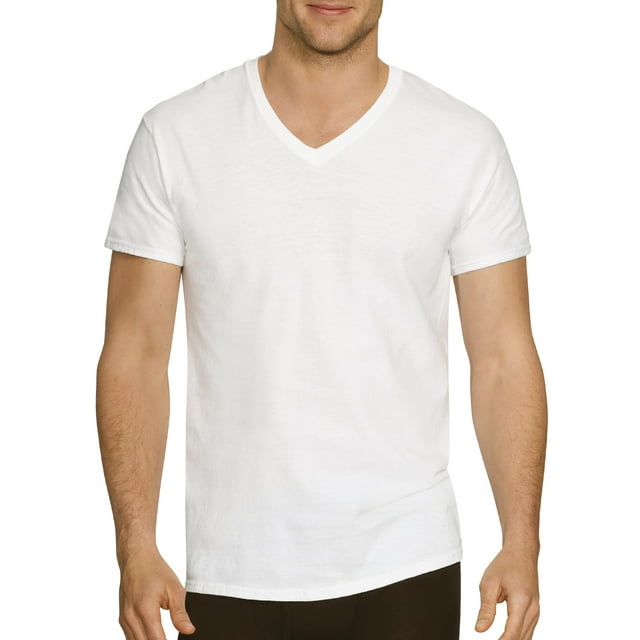 Hanes Men's Comfort Fit Ultra Soft Cotton White V-Neck Undershirts, 3 ...