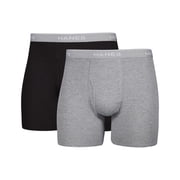 Hanes Mens Comfort Flex Boxer Brief Underwear Pack, Cotton, Moisture-Wicking, 2-Pack