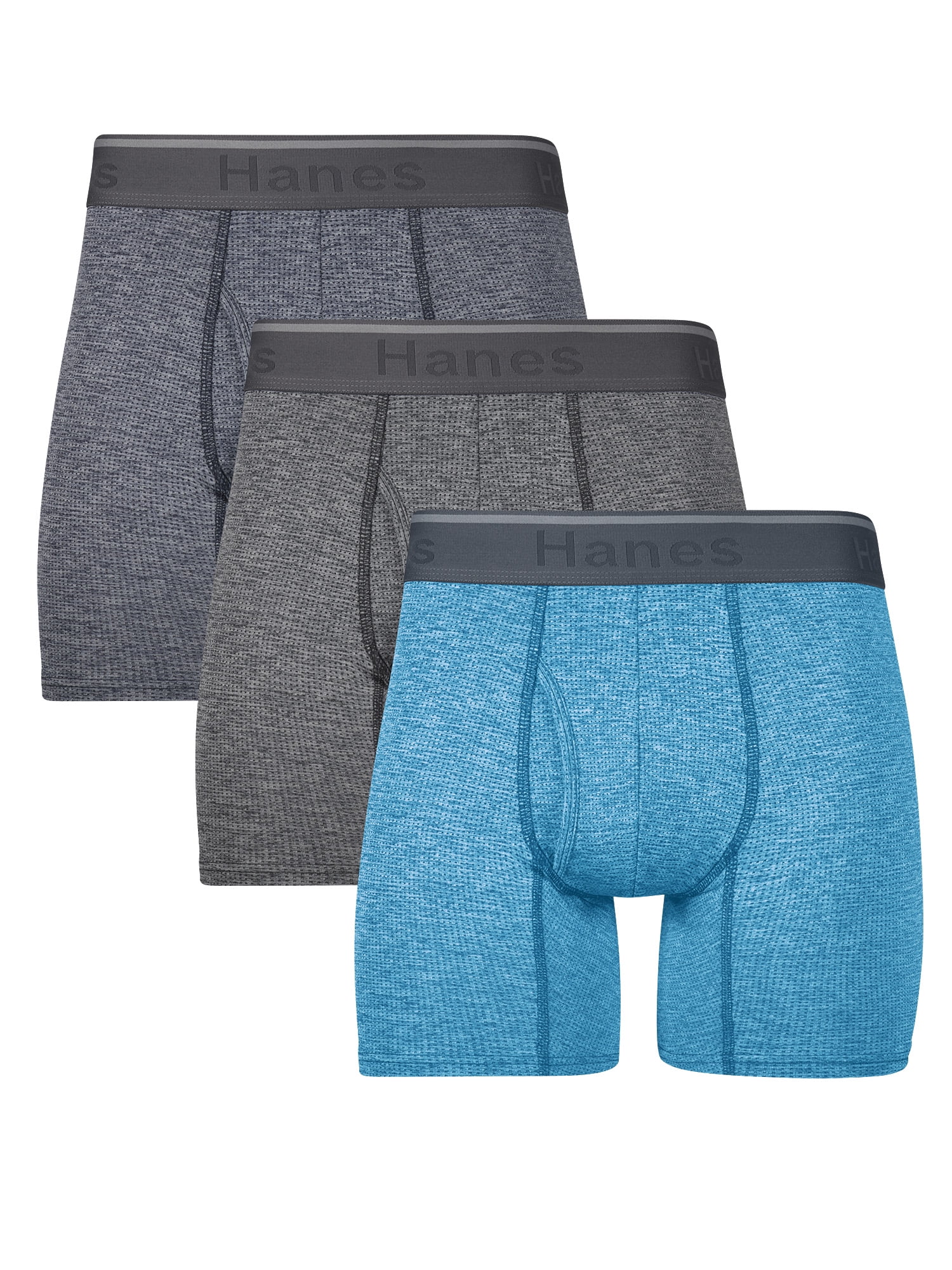 Hanes Men's Comfort Flex Fit Breathable Stretch Mesh Boxer Brief, 3 Pack, Size S-3XL
