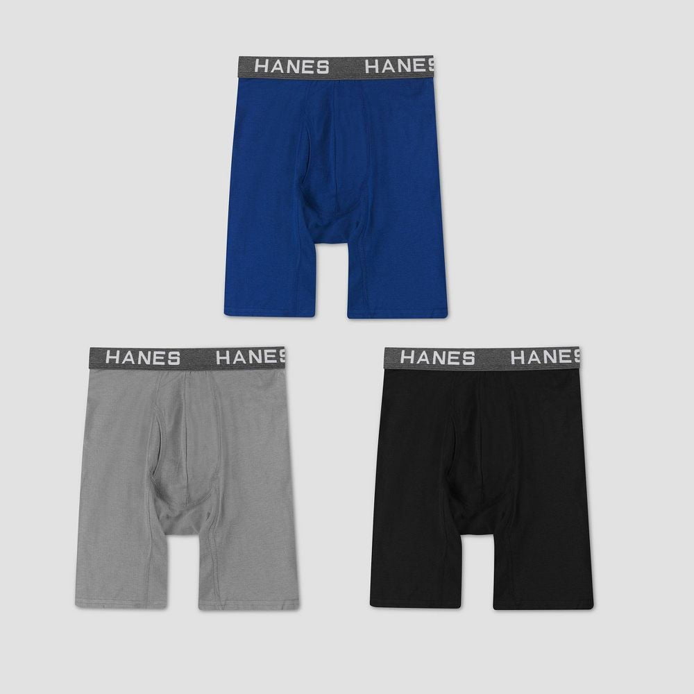 Hanes Mens 5 Pk Ultimate Stretch Longer Leg Boxer Briefs Green Size Large main image 1