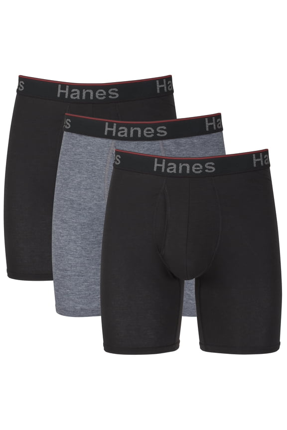 Underwear Boxer Briefs, 3-Pack, Total Support Pouch Anti-Chafing Underwear, Wicking