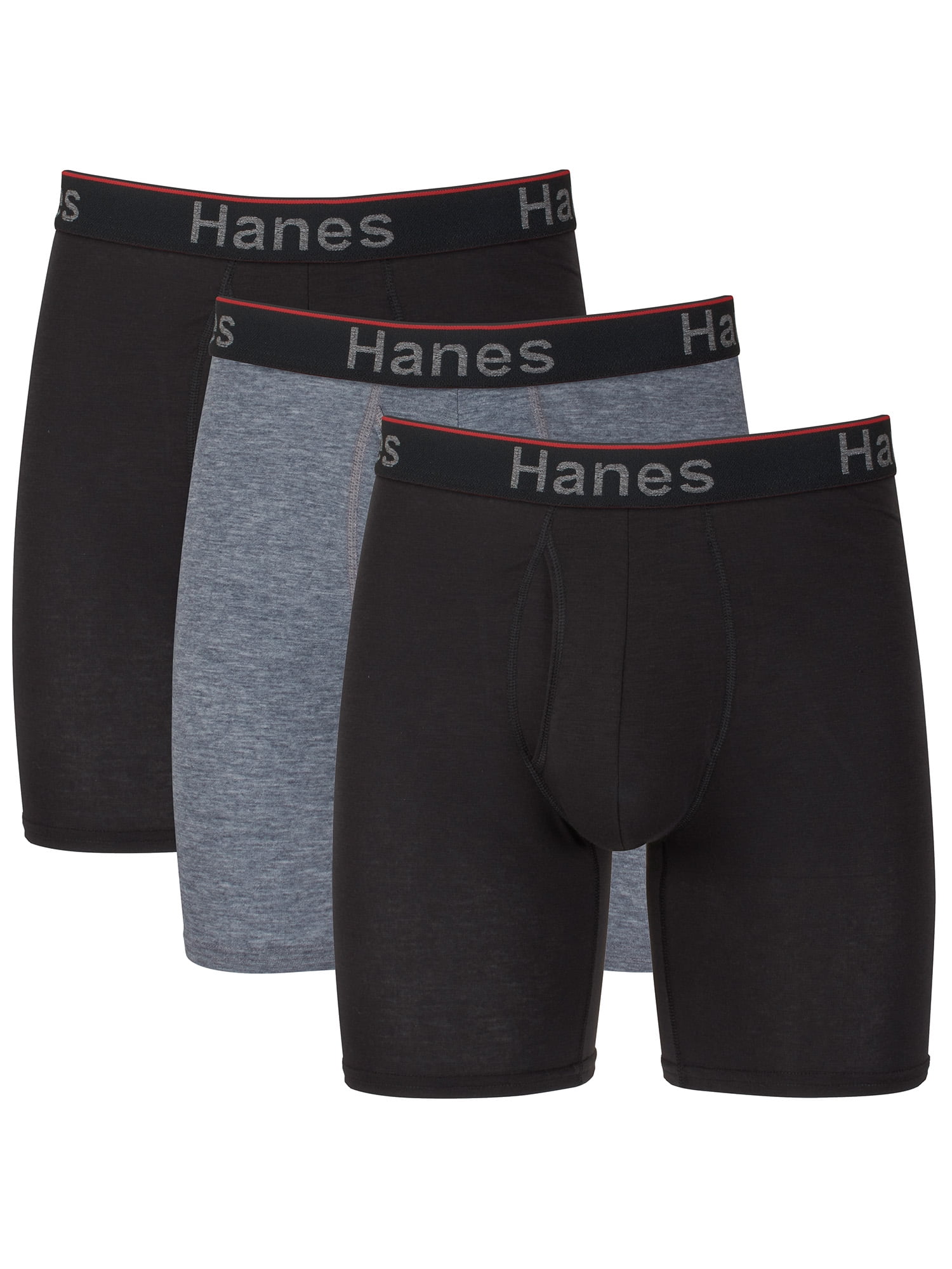 Hanes Men's Comfort Flex Fit Total Support Pouch Long Leg Boxer Briefs, 3  Pack