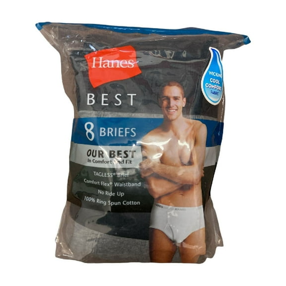Hanes Men's Comfort Flex Waist Wicking Cool Comfort Best Briefs, 8 Pack (Black/Grey, XL)