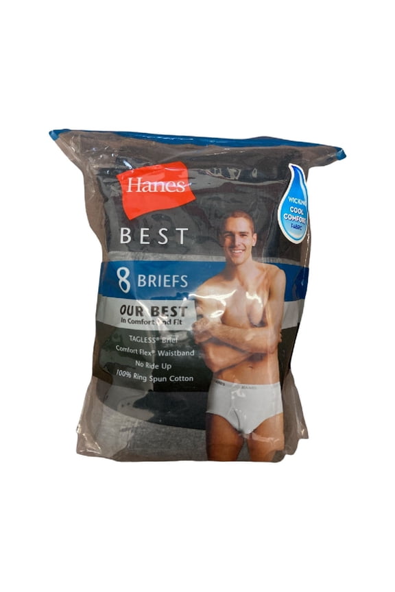 Men's Comfort Flex Waist Wicking Cool Comfort Best Briefs, 8 Pack (Black/Grey, XL)