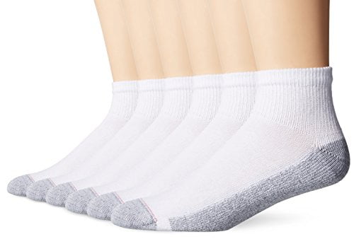 Hanes Men's ComfortBlend Ankle Socks, 6-Pack, White, Shoe Size: 6-12