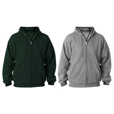 Hanes Men's ComfortBlend Full-Zip Hood 7.8 oz (Pack of 2) (1 Deep Forest / 1 Light Steel)