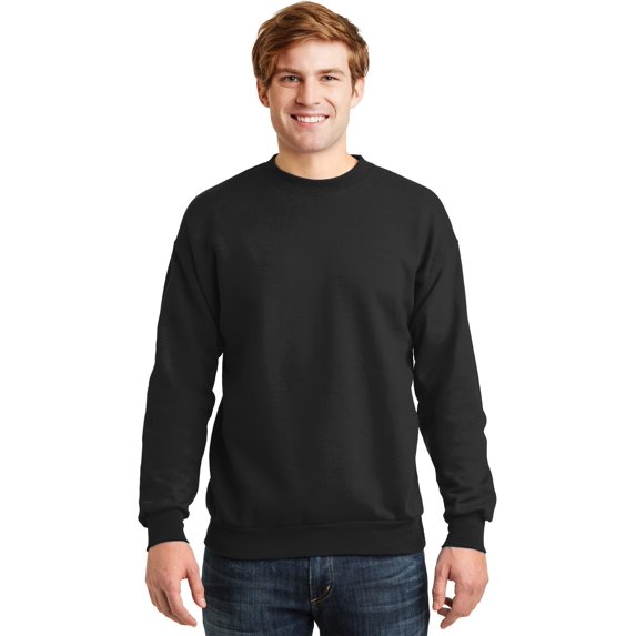 Hanes Men's ComfortBlend Unisex Fleece Crew Sweatshirt, Black, Large