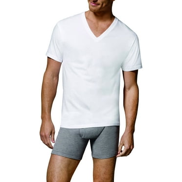 Hanes Men's ComfortBlend White V-Necks Shirts, 3 Pack