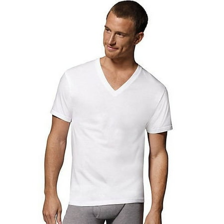 Hanes Men's ComfortBlend White V-Necks Shirts, 3 Pack